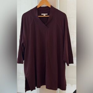 JJill Pure Jill 3X Maroon V-Neck Top
